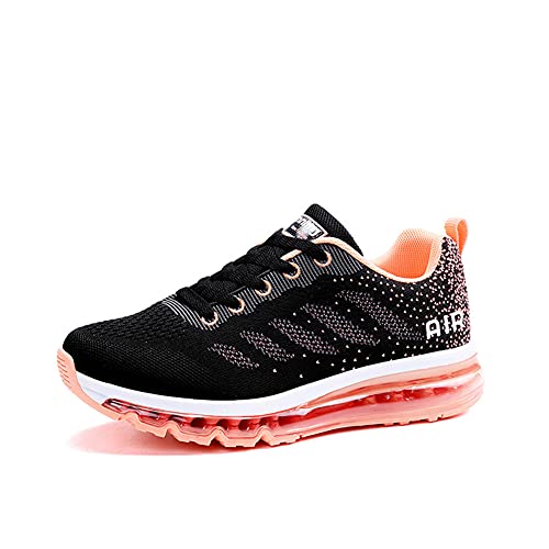 smarten Sportschuhe Herren Damen Laufschuhe Unisex Turnschuhe Air Atmungsaktiv Running Schuhe mit Luftpolster Blackpink 36 von Gugifcto