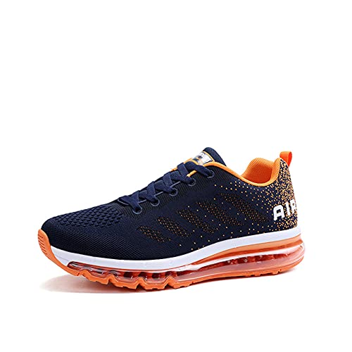 smarten Sportschuhe Herren Damen Laufschuhe Unisex Turnschuhe Air Atmungsaktiv Running Schuhe mit Luftpolster blueorange 46 von Gugifcto