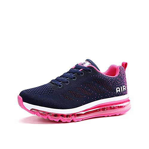 smarten Sportschuhe Herren Damen Laufschuhe Unisex Turnschuhe Air Atmungsaktiv Running Schuhe mit Luftpolster bluered 42 von Gugifcto