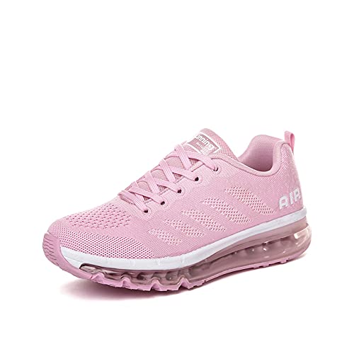 smarten Sportschuhe Herren Damen Laufschuhe Unisex Turnschuhe Air Atmungsaktiv Running Schuhe mit Luftpolster pink 34 von Gugifcto