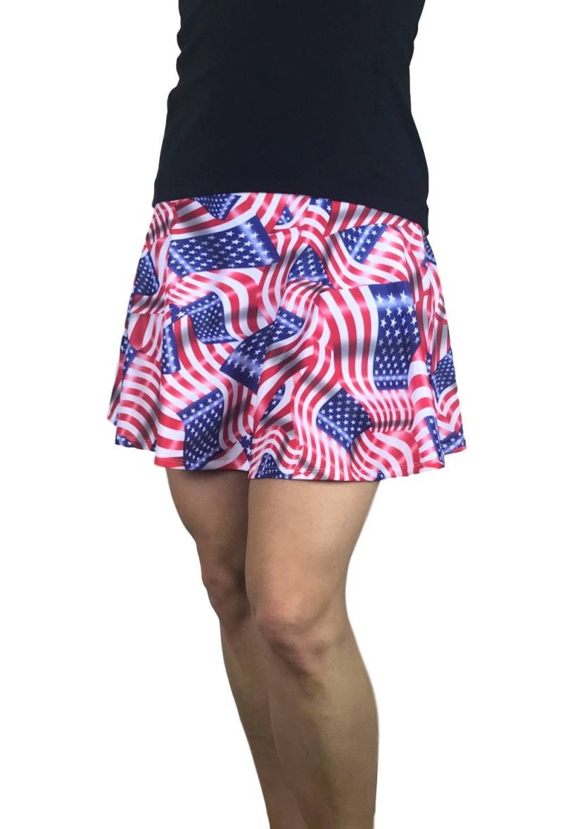 American Flag Athletic Flare Rock Mit Kompressions-Shorts Und Pocket - Tennisrock, Golfrock, Laufrock von smashdandy