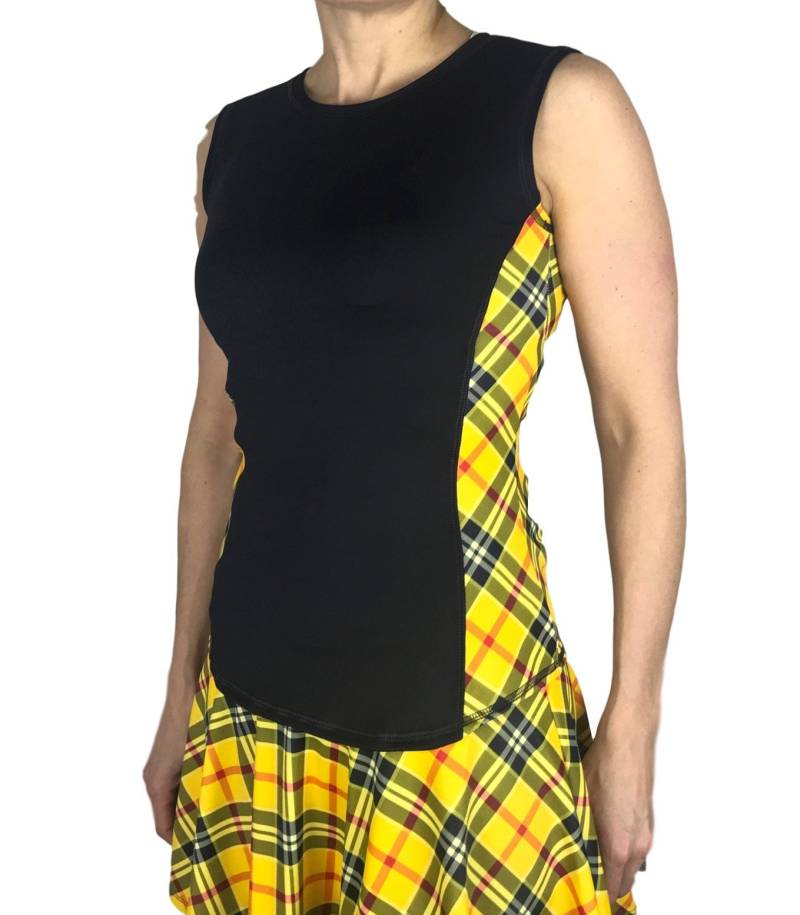 Gelb Karierten Sportlich Tank, Golf-Shirt, Tennis-Shirt, Running Shirt Oder Top, Yoga Top von smashdandy