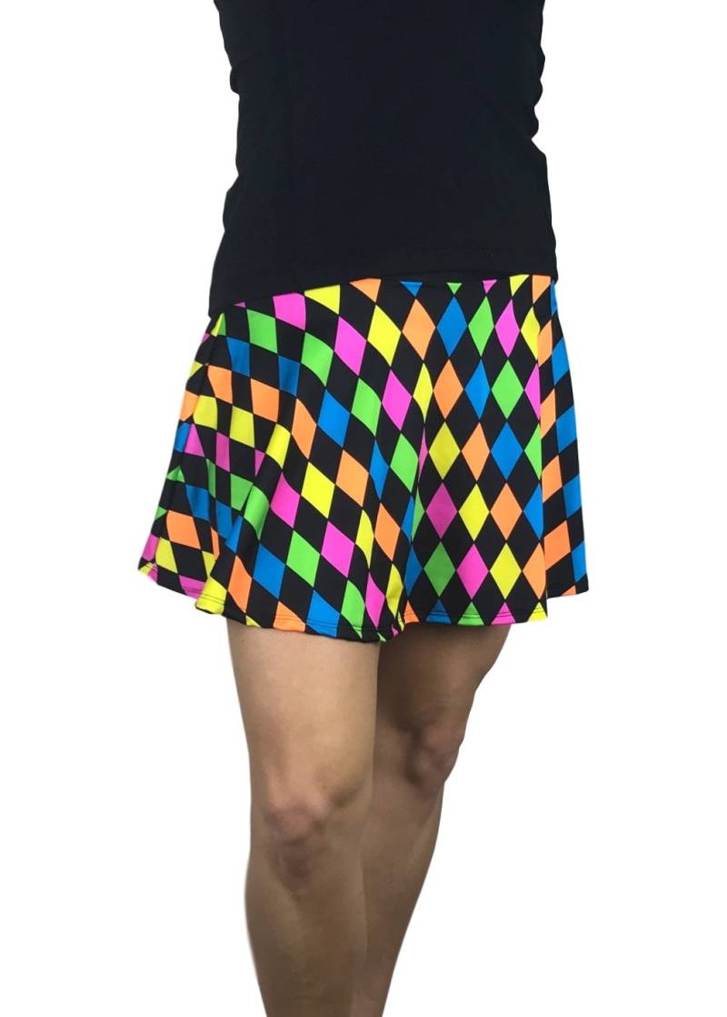Neon Diamond Print Athletic Flare Rock Mit Kompressionshürden Und Taschen - Tennisrock, Golfrock, Laufrock Neon Diamond Print Athletic Flare Rock Mit Kompressionshürden Und Taschen - Tennisrock, Golfrock, Laufrock von smashdandy