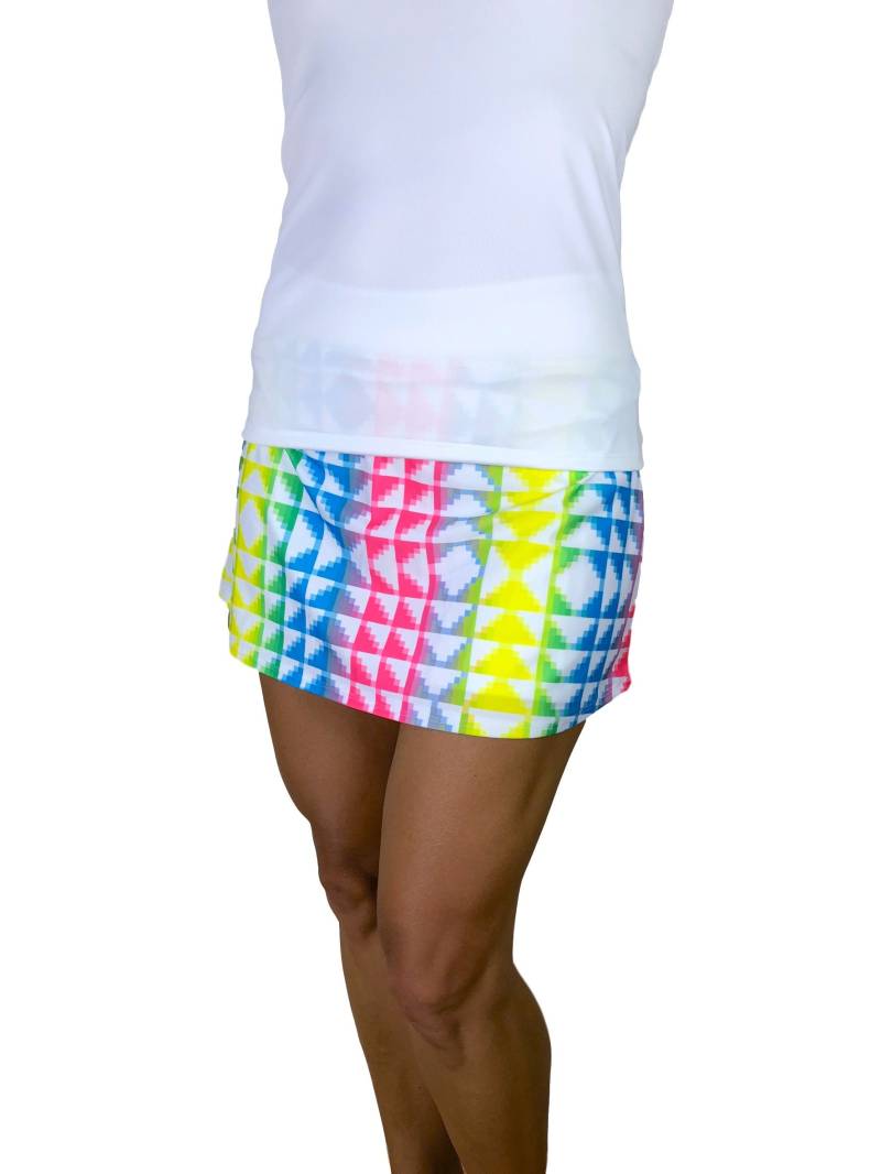 Sale - Neon Tetris Print Athletic Slim Golf Rock Mit Eingebauten Kompressionsshorts Und Taschen Sale - Neon Tetris Print Athletic Slim Golf Rock Mit Eingebauten Kompressionsshorts Und Taschen von smashdandy