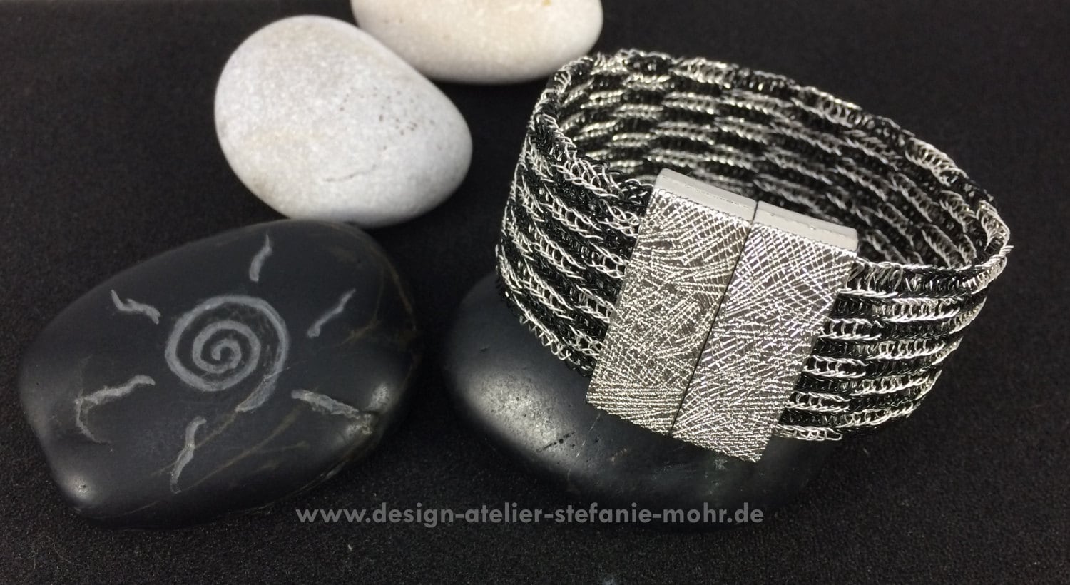 Doppelt Gestrickte Bicolor | Schwarz/Silber Schmuckstücke Einzeln Oder Als Set, Ab von smdesignatelier