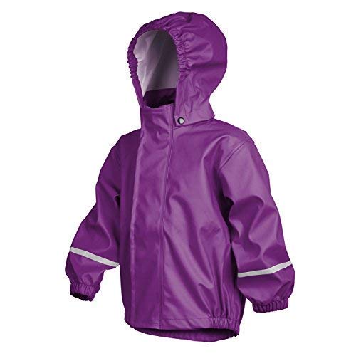 smileBaby wasserdichte Kinder Regenjacke Regenmantel mit Abnehmbarer Kapuze Unisex in Lila 80 von smileBaby