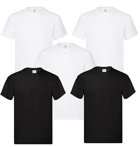 Valueweight Herren T-Shirt 5er-Pack, 2 Black und 3 Weiss Große: L von smilo & bron