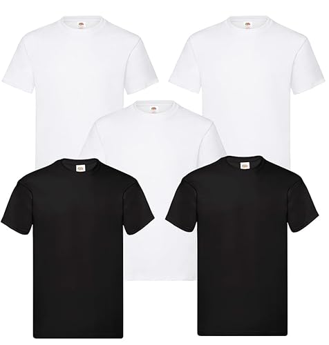 Valueweight Herren T-Shirt 5er-Pack, 2 Black und 3 Weiss Große: M von smilo & bron