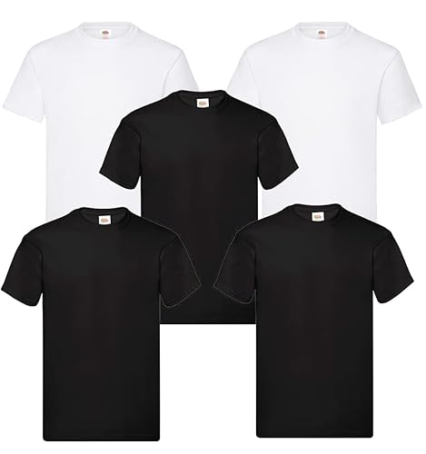 Valueweight Herren T-Shirt 5er-Pack, 3 Black und 2 Weiss Große: 2XL von smilo & bron