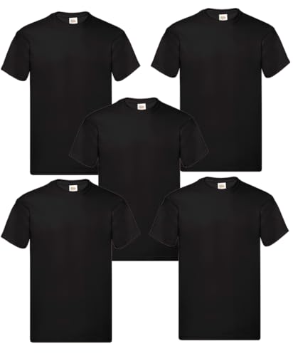 Valueweight Herren T-Shirt 5er-Pack, Black Große: 3XL von smilo & bron
