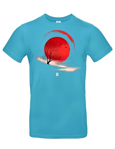 smilo & bron Herren/Unisex T-Shirt mit Motiv_Der karge Baum und der rote Mond Swimming Pool XXL von smilo & bron