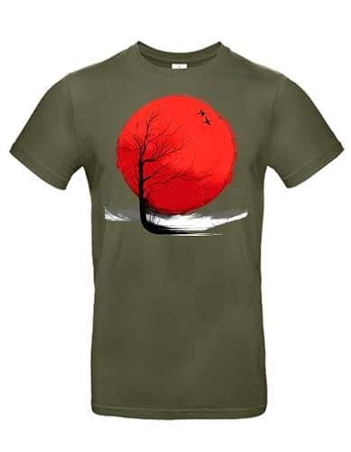 smilo & bron Herren/Unisex T-Shirt mit Motiv_Melancholie eines Herbstabends Urban Khaki XXL von smilo & bron