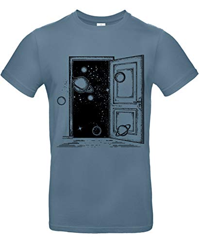 smilo & bron Herren T-Shirt, Tür zum Universum Blau Stone Blue XL von smilo & bron