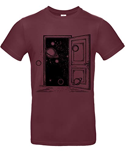 smilo & bron Herren T-Shirt, Tür zum Universum Rot Burgundy L von smilo & bron