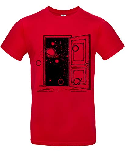 smilo & bron Herren T-Shirt, Tür zum Universum Rot Red 5XL von smilo & bron