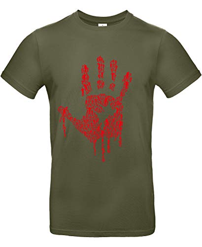 smilo & bron Herren T-Shirt mit Motiv Hand of Zombies Bedruckt Grün Urban Khaki L von smilo & bron