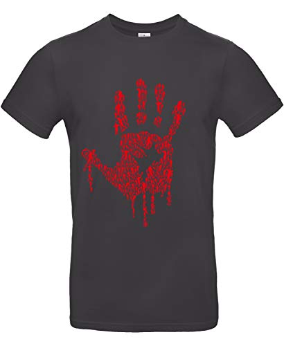 smilo & bron Herren T-Shirt mit Motiv Hand of Zombies Bedruckt Schwarz Used Black L von smilo & bron