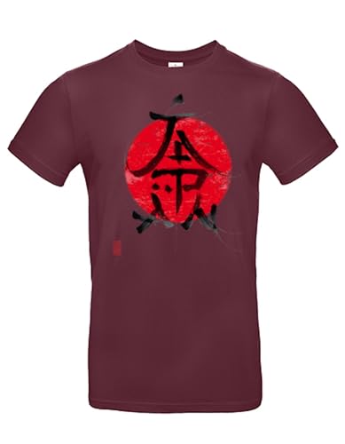 smilo & bron Herren T-Shirt mit Motiv Japan Typografie Ideogramm Bedruckt_ Burgundy M von smilo & bron