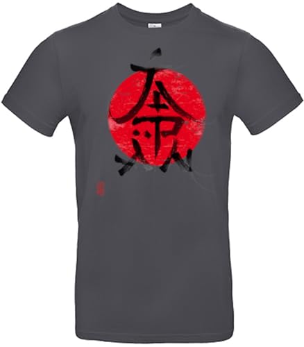 smilo & bron Herren T-Shirt mit Motiv Japan Typografie Ideogramm Bedruckt_ Dark Grey XL von smilo & bron