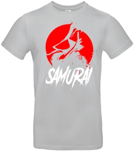 smilo & bron Herren T-Shirt mit Motiv Japanese Samurai Bedruckt_ Pacific Grey L von smilo & bron