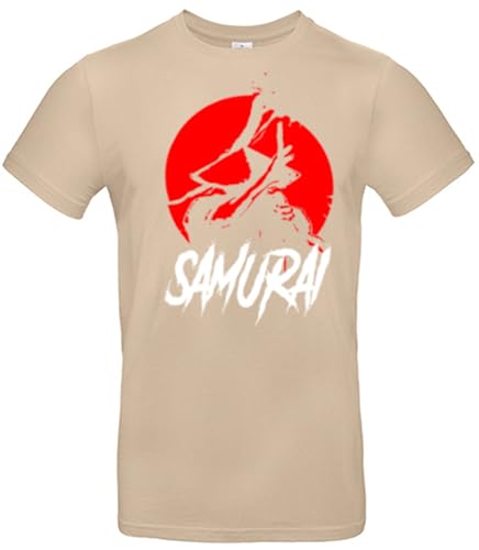 smilo & bron Herren T-Shirt mit Motiv Japanese Samurai Bedruckt_ Sand M von smilo & bron