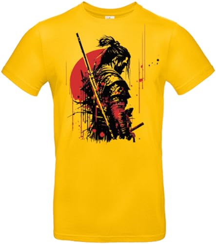 smilo & bron Herren T-Shirt mit Motiv_ Japanische Samurai mit Schwert Gold XXL von smilo & bron