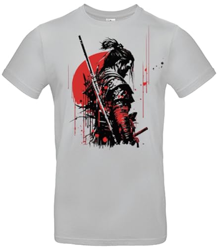 smilo & bron Herren T-Shirt mit Motiv_ Japanische Samurai mit Schwert Pacific Grey S von smilo & bron