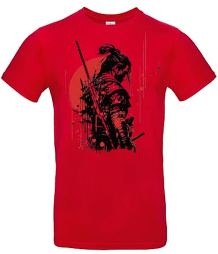 smilo & bron Herren T-Shirt mit Motiv_ Japanische Samurai mit Schwert Red XXL von smilo & bron