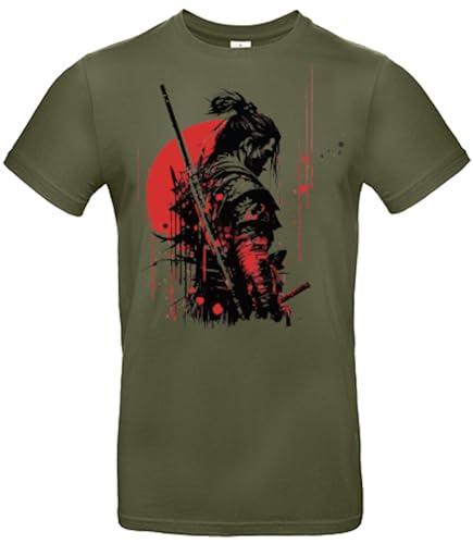smilo & bron Herren T-Shirt mit Motiv_ Japanische Samurai mit Schwert Urban Khaki S smilo & bron Herren T-Shirt mit Motiv_ Japanische Samurai mit Schwert Urban Khaki S von smilo & bron