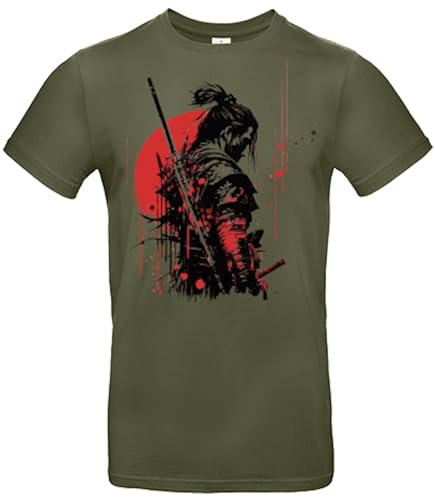 smilo & bron Herren T-Shirt mit Motiv_ Japanische Samurai mit Schwert Urban Khaki XXL von smilo & bron