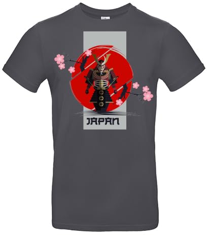 smilo & bron Herren T-Shirt mit Motiv_ Japanisches Design Kämpfer Dark Grey M von smilo & bron