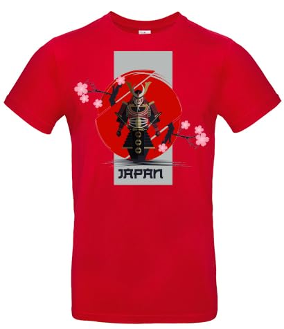 smilo & bron Herren T-Shirt mit Motiv_ Japanisches Design Kämpfer Red 5XL von smilo & bron