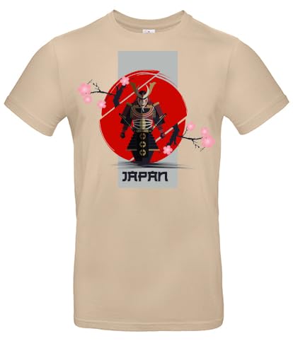 smilo & bron Herren T-Shirt mit Motiv_ Japanisches Design Kämpfer Sand 3XL von smilo & bron