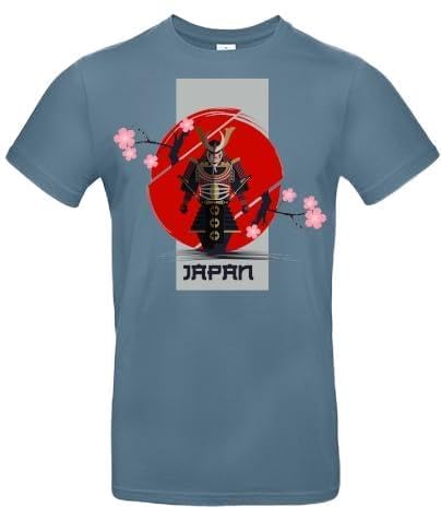 smilo & bron Herren T-Shirt mit Motiv_ Japanisches Design Kämpfer Stone Blue XXL von smilo & bron