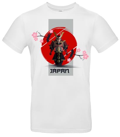 smilo & bron Herren T-Shirt mit Motiv_ Japanisches Design Kämpfer White XL von smilo & bron