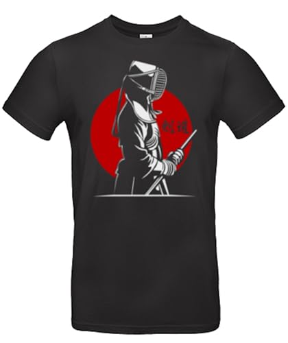 smilo & bron Herren T-Shirt mit Motiv_ Kendo Kämpfer in der traditionellen Kleidung Schwarz M von smilo & bron