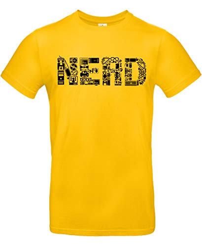 smilo & bron Herren T-Shirt mit Motiv Nerd Bedruckt Gold M von smilo & bron