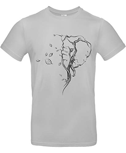 smilo & bron Unisex T-Shirt, Rundhals, Medium Fit, 100% Baumwolle, Baum in Form eines Elefenten-Kopfes Motiv Aufdruck Grau Pacific Grey M von smilo & bron
