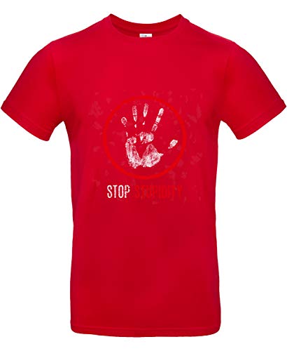 smilo & bron Unisex T-Shirt, Rundhals, Medium Fit, 100% Baumwolle, Stop Stupidity Motiv Aufdruck Rot Red L von smilo & bron