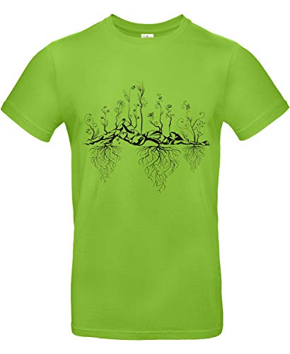 smilo & bron Unisex T-Shirt, Rundhals, Medium Fit, 100% Baumwolle, Uralter Garten Motiv Aufdruck Grün Orchid Green L von smilo & bron