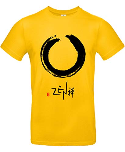 smilo & bron Unisex T-Shirt, Rundhals, Medium Fit, 100% Baumwolle, Weg des Zen Motiv Aufdruck Gold XL von smilo & bron