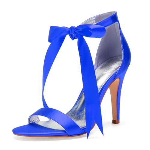 Damen Hoher Pfennigabsatz Hochzeit Kleid Schuhe Offene Zehen Satin Brautschuhe Schnürung Abend Partei Abschlussball Pumps Mit Schleife,Blau,39 EU Damen Hoher Pfennigabsatz Hochzeit Kleid Schuhe Offene Zehen Satin Brautschuhe Schnürung Abend Partei Abschlussball Pumps Mit Schleife,Blau,39 EU von smlekwc