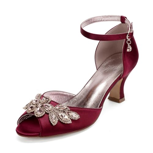 Damen Knöchelriemen Hochzeit Kleid Schuhe Mit Schnalle Peeptoe Braut Sandalen Mit Strass Knöchelriemen Partei Abschlussball Pumpen Mit Schnalle,Burgundy,38 EU Damen Knöchelriemen Hochzeit Kleid Schuhe Mit Schnalle Peeptoe Braut Sandalen Mit Strass Knöchelriemen Partei Abschlussball Pumpen Mit Schnalle,Burgundy,38 EU von smlekwc