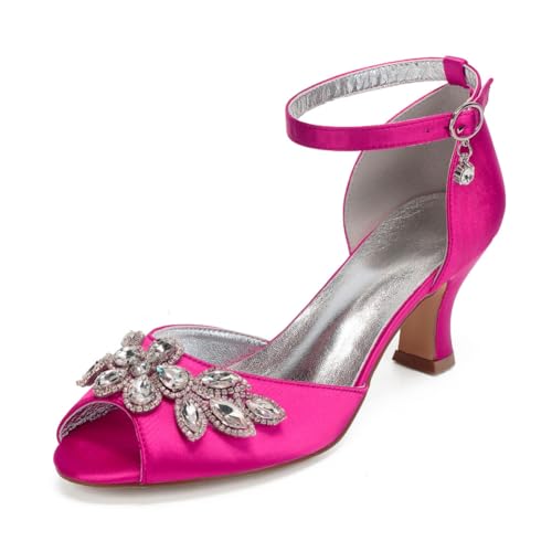 Damen Knöchelriemen Hochzeit Kleid Schuhe Mit Schnalle Peeptoe Braut Sandalen Mit Strass Knöchelriemen Partei Abschlussball Pumpen Mit Schnalle,Fuchsia,36 EU Damen Knöchelriemen Hochzeit Kleid Schuhe Mit Schnalle Peeptoe Braut Sandalen Mit Strass Knöchelriemen Partei Abschlussball Pumpen Mit Schnalle,Fuchsia,36 EU von smlekwc