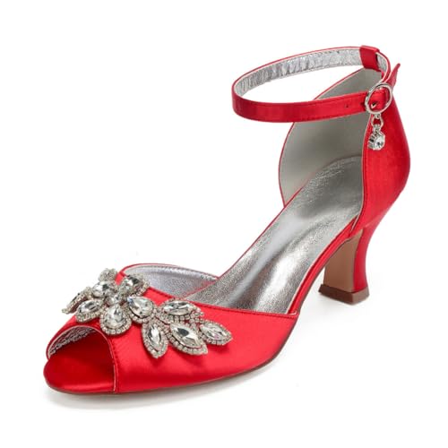 Damen Knöchelriemen Hochzeit Kleid Schuhe Mit Schnalle Peeptoe Braut Sandalen Mit Strass Knöchelriemen Partei Abschlussball Pumpen Mit Schnalle,Rot,40 EU Damen Knöchelriemen Hochzeit Kleid Schuhe Mit Schnalle Peeptoe Braut Sandalen Mit Strass Knöchelriemen Partei Abschlussball Pumpen Mit Schnalle,Rot,40 EU von smlekwc