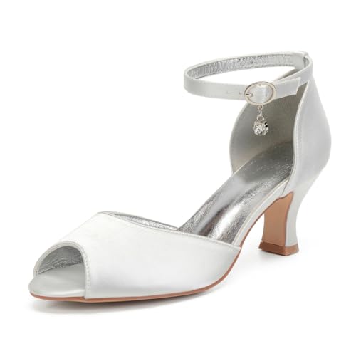 Damen Knöchelriemen Kleid Pumps Mit Schnalle Mittlerer Blockabsatz Hochzeitsschuhe Für Braut Peeptoe Brautjungfer Sandalen,Elfenbein,38 EU Damen Knöchelriemen Kleid Pumps Mit Schnalle Mittlerer Blockabsatz Hochzeitsschuhe Für Braut Peeptoe Brautjungfer Sandalen,Elfenbein,38 EU von smlekwc