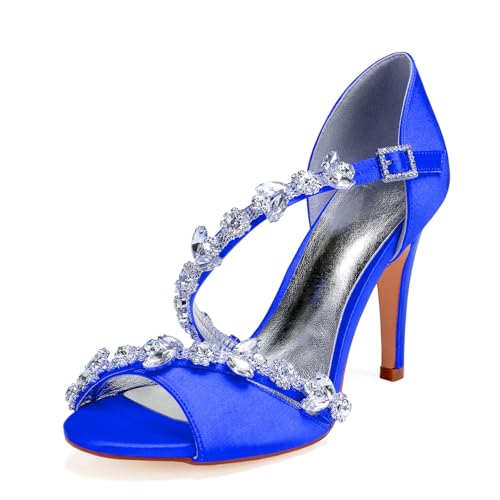 Damen Kreuz Riemen Kleid Sandalen Mit Schnalle Peep Toe Satin Brautschuhe Mit Strass Sexy Hoher Absatz Hochzeit Partei Abschlussball Schuhe,Blau,36 EU Damen Kreuz Riemen Kleid Sandalen Mit Schnalle Peep Toe Satin Brautschuhe Mit Strass Sexy Hoher Absatz Hochzeit Partei Abschlussball Schuhe,Blau,36 EU von smlekwc