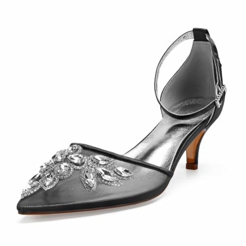 Damen Mittlerer Kätzchen Absatz Hochzeit Pumps Spitz Zehen Mesh Brautschuhe Mit Perlen Knöchelriemen Partei Abschlussball Kleid Schuhe,Schwarz,40 EU Damen Mittlerer Kätzchen Absatz Hochzeit Pumps Spitz Zehen Mesh Brautschuhe Mit Perlen Knöchelriemen Partei Abschlussball Kleid Schuhe,Schwarz,40 EU von smlekwc