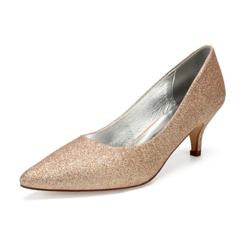 Damen Mittlerer Kätzchen Ferse Court Schuhe Spitz Zehe Glitzer Hochzeitsschuhe Für Braut Slip Auf Abendpartei Abschlussball Kleid Pumps,Champagne,36 EU Damen Mittlerer Kätzchen Ferse Court Schuhe Spitz Zehe Glitzer Hochzeitsschuhe Für Braut Slip Auf Abendpartei Abschlussball Kleid Pumps,Champagne,36 EU von smlekwc