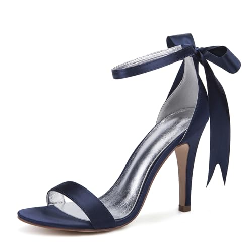 Damen Offene Zehe Satin Brautschuhe Hoher Pfennigabsatz Kleid Pumps Schnürung Hochzeit Partei Abschlussball Schuhe Mit Schleife,Marine,42 EU Damen Offene Zehe Satin Brautschuhe Hoher Pfennigabsatz Kleid Pumps Schnürung Hochzeit Partei Abschlussball Schuhe Mit Schleife,Marine,42 EU von smlekwc